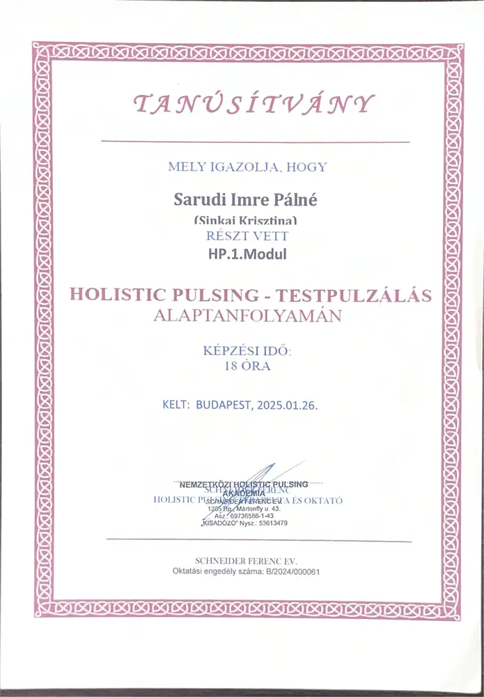 Holisztikus pulzing tanúsítvány